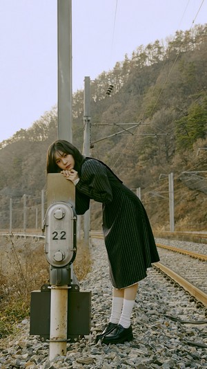Umji from GFriend on train tracks