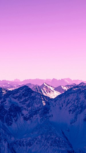 Pink Sky Over Snowy Mountains 4K