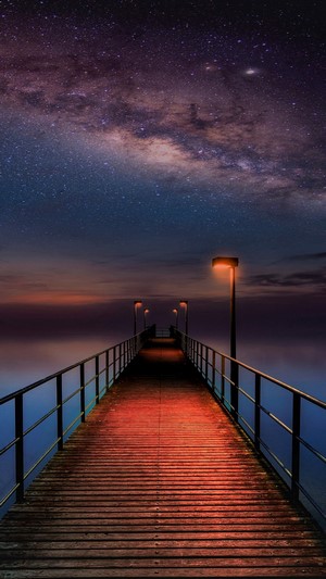 Pier under the Milky Way at Night 4K