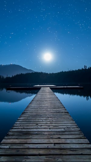 Moonlit Lake with Stars and Dock 4K