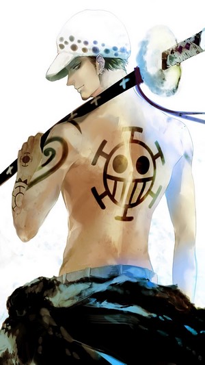 Trafalgar Law from One Piece with Katana and Tattoo 4K