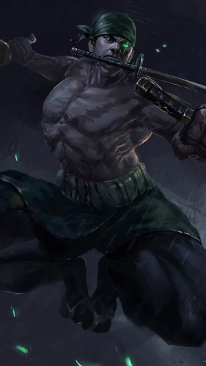Roronoa Zoro, 3 Sword Style, Katana, One Piece, 4k