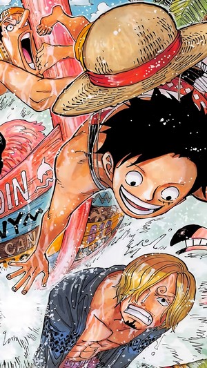 One Piece: Monkey D. Luffy, Sanji, and Usopp in Water