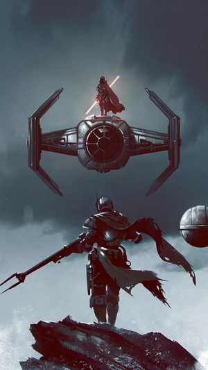 Mandalorian vs Darth Vader, Star Wars, 4k