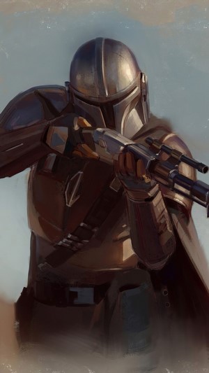The Mandalorian aiming a rifle 4K