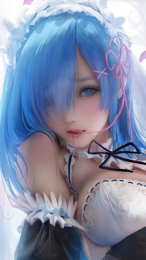 Anime, Girl, Beautiful, Rem, Re:Zero, 4k