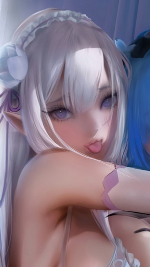 Re:Zero, Anime, Girls, Ram, Emilia, Rem, 4k