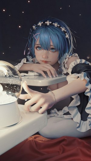 Rem, Anime, Girl, Maid, Merry Christmas, Re:Zero, 4k