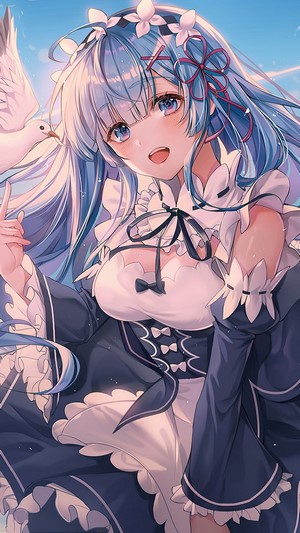 Rem, Long Hair, Anime, Girl, Maid, Re:Zero, 4k