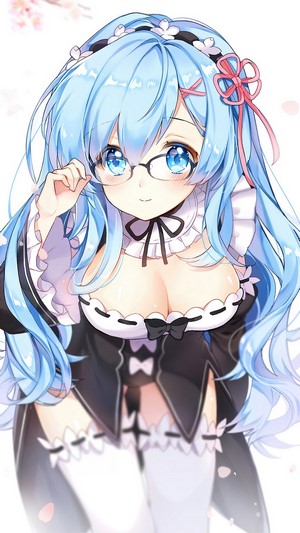 Anime, Girl, Glasses, Rem, Long Hair, Maid, Re:Zero, 4k