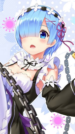 Rem from Re:Zero in Maid Outfit with Chains 4K