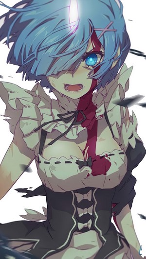 Rem from Re:Zero in Maid Outfit with Blood