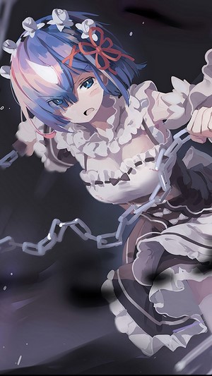 Rem from Re:Zero holding a Morning Star chain