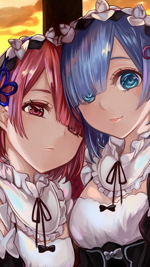 Re:Zero, Anime, Girls, Maid, Ram, Rem, 4k