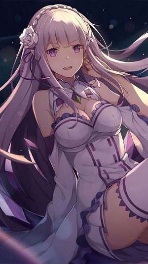 Emilia, Re:Zero, Anime, Girls, 4k