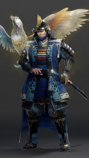 Samurai Warrior with Bird Spirit in Nioh 2 4K