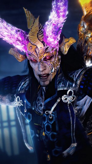 Yokai warrior with purple horns in Nioh 2