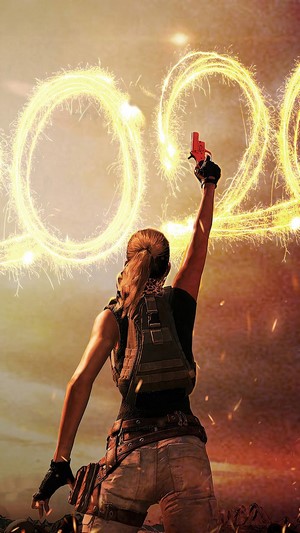 Girl from PUBG with sparklers and gun 4K