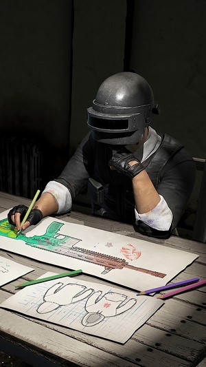 PlayerUnknown's Battlegrounds character drawing weapons and bunnies 4K