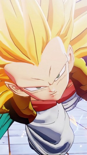 Gotenks from Dragon Ball Z Kakarot in Super Saiyan 3 form