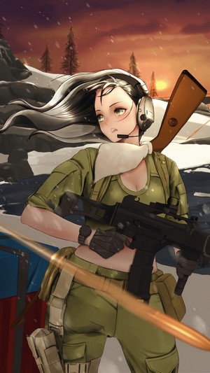 Girl with rifle in PUBG 4K