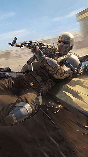 Soldier with rifle on vehicle in PUBG 4K