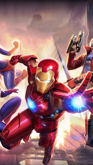Iron Man, Captain Marvel, Spider-Man, and Star-Lord from Marvel Super War 4K