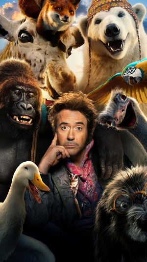 Dolittle Poster with Robert Downey Jr. and Animals 4K