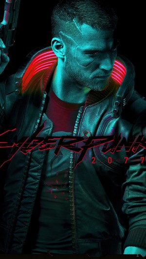 V from Cyberpunk 2077 holding a gun