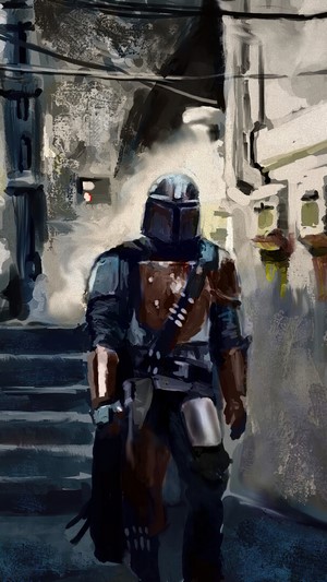 The Mandalorian in a narrow alleyway, 4K