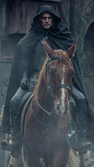 Geralt from The Witcher on horseback