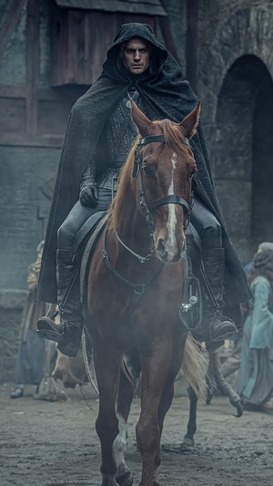 Geralt from The Witcher on horseback