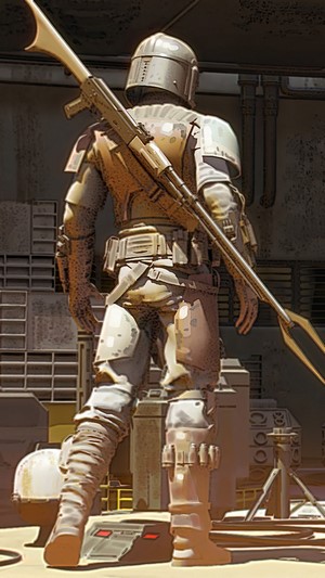 The Mandalorian with a rifle