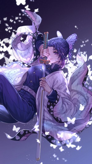 Shinobu Kocho, Katana, Kimetsu no Yaiba, 4k