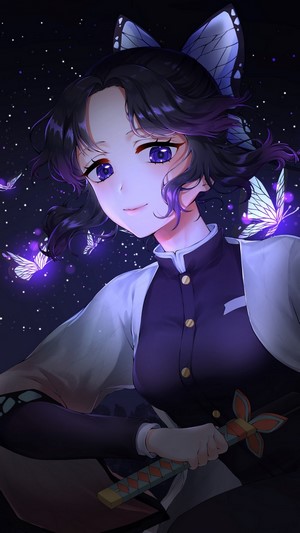 Shinobu Kocho from Kimetsu no Yaiba with butterflies