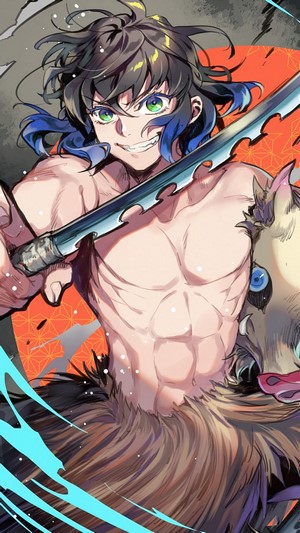 Inosuke, Katana, Kimetsu no Yaiba, 4k