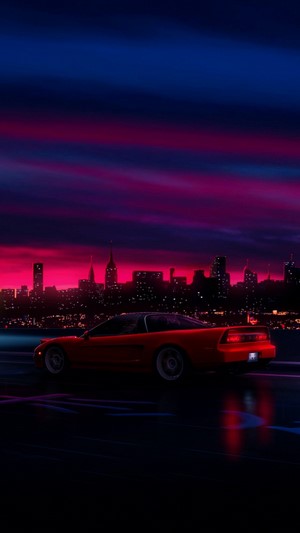 Night, City, Scenery, Car HD