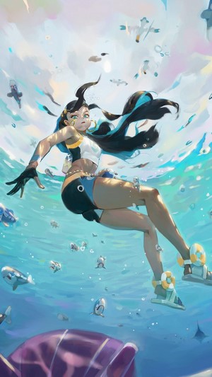 Nessa from Pokemon Sword and Shield underwater