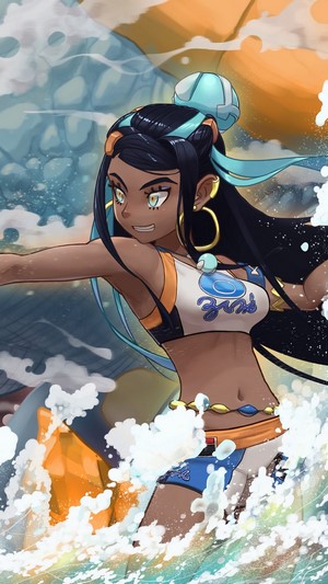 Nessa from Pokemon Sword and Shield with Drednaw 4K