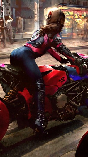 Cyberpunk, Biker, Girl, Digital Art, Motorcycle, Sci-Fi, 4k HD Phone ...