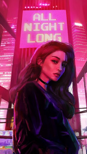 City, Girl, Digital Art, Illustration, 4k