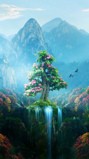 Colorful, Forest, Nature, Fantasy, Spring, Autumn, Digital Art, 4k