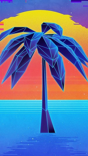 Digital Art 4K Sunset Palm Tree