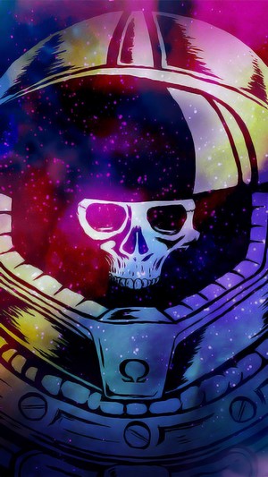 Skull in Space Marine Helmet with Galaxy Background 4K