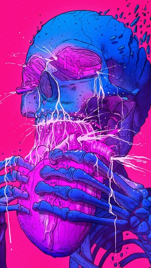 Skeleton, Heart, Digital Art, 4k