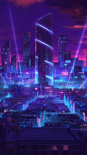 Sci-Fi, Night, City, Digital Art, 4k