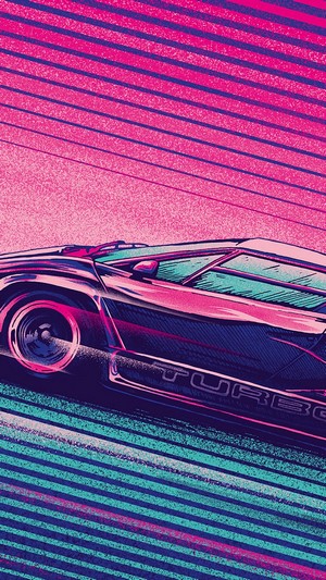 Retro Turbo Car in Neon Sci-Fi Style 4K