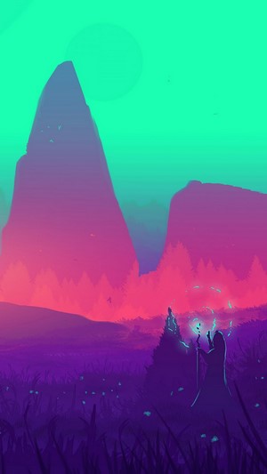 Fantasy Scenery Minimalist Illustration 4K