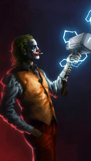 Joker, Mjolnir, Hammer, Movie, Art, 4k