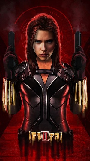 Black Widow from Marvel with Guns 4K